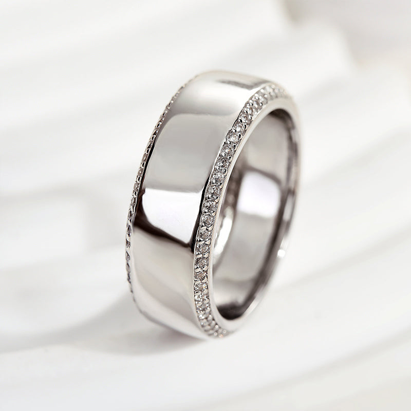 Louily Classic Design White gold Men's Wide Wedding Band - louilyjewelry