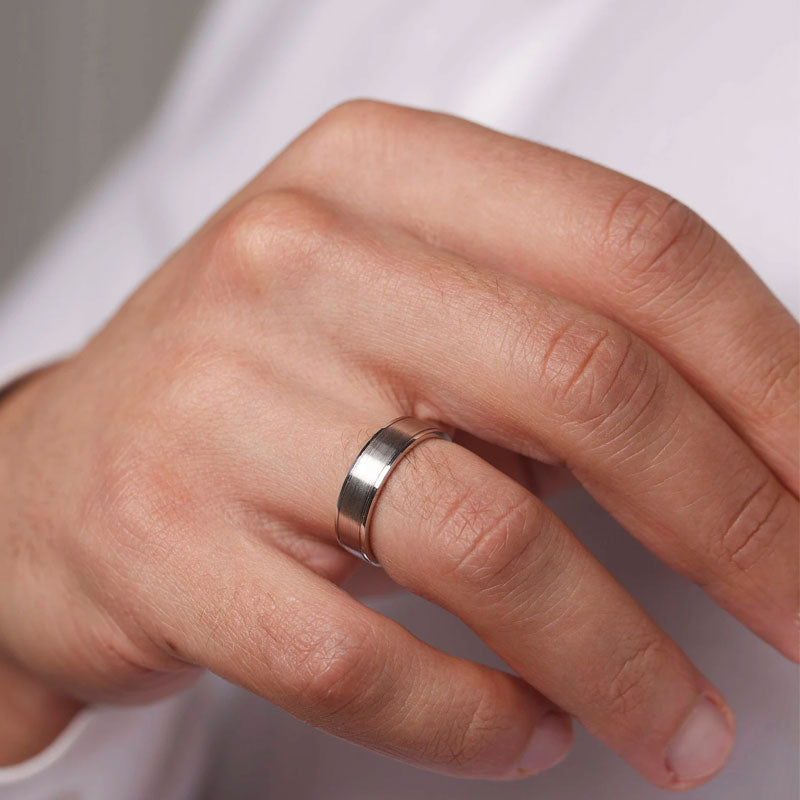 Louily Classic Matte and Polished Men's Wide Wedding Band - louilyjewelry