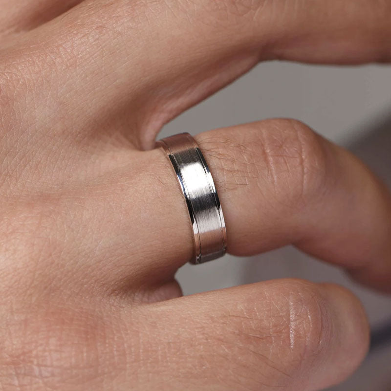 Louily Classic Matte and Polished Men's Wide Wedding Band - louilyjewelry