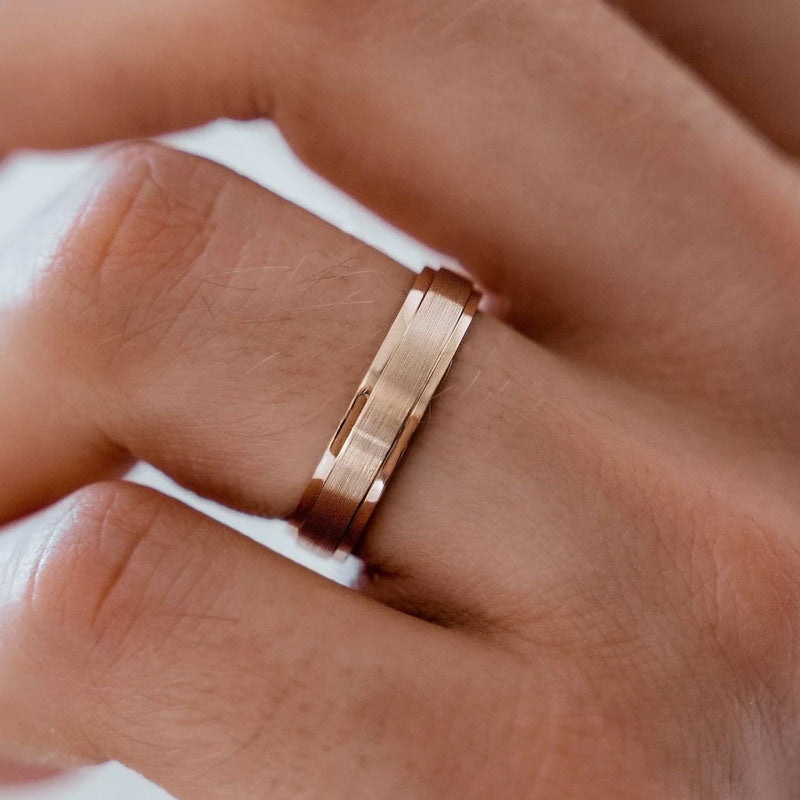 Louily Classic Matte and Polished Men's Wide Wedding Band - louilyjewelry