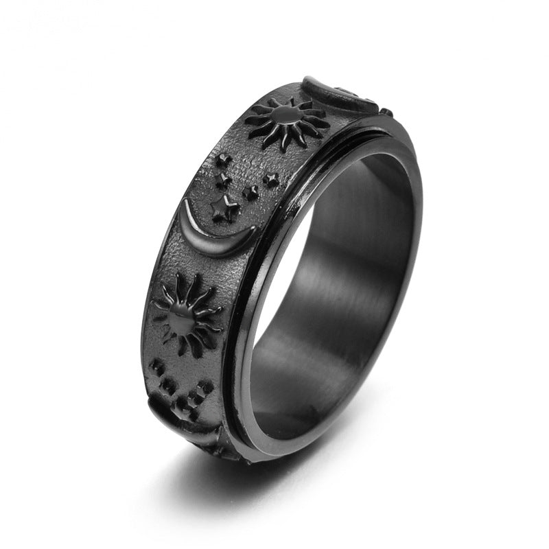 Tungsten Ring Sun Moon and Stars Anniversary Rings For Men - louilyjewelry