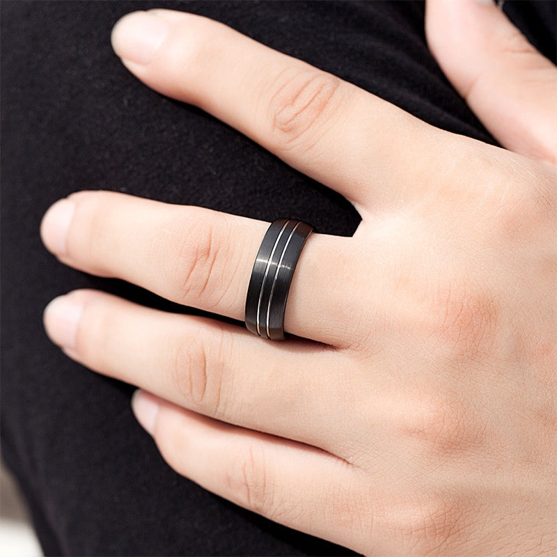 Simple Black Tungsten Steel Ring Classic Men's Ring