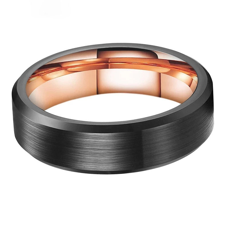 Fashion Tungsten Steel Ring Black&Rose Men's Ring