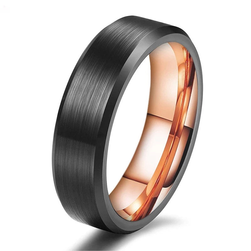 Fashion Tungsten Steel Ring Black&Rose Men's Ring