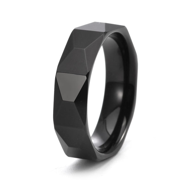 Louily Fashion Tungsten Carbide Rhomboid Men's Wide Wedding Band