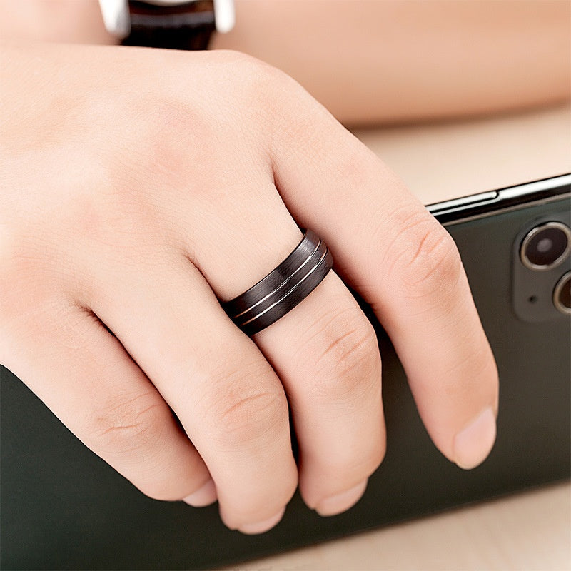 Simple Black Tungsten Steel Ring Classic Men's Ring