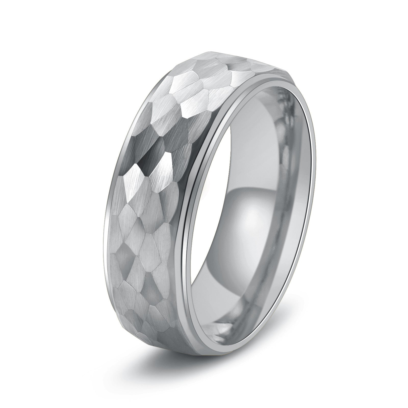 Louily Classic Tungsten Carbide Hammered Texture Men's Wide Wedding Band - louilyjewelry