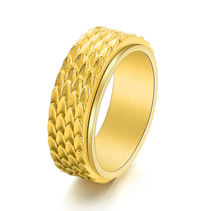 Louily Tungsten Carbide Dragon Scale Rotatable Men's Wide Wedding Band - louilyjewelry