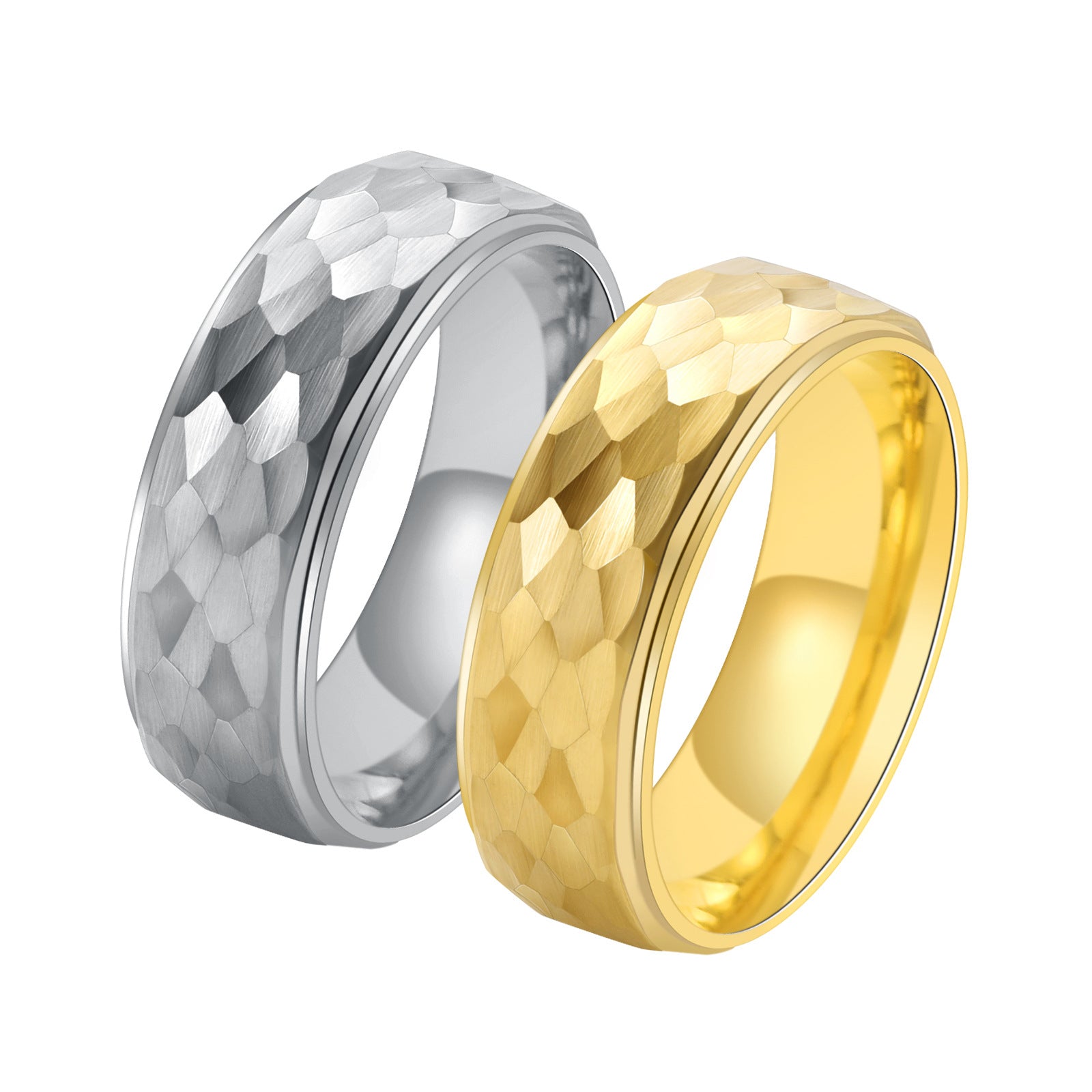 Louily Classic Tungsten Carbide Hammered Texture Men's Wide Wedding Band - louilyjewelry