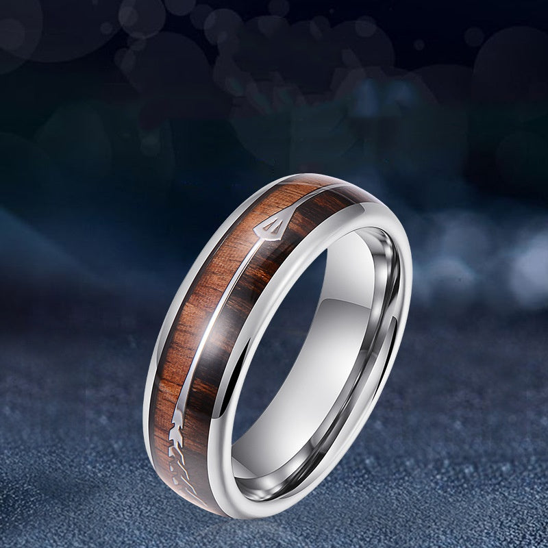 Stylish Wood Grain Fishbone Clipper Men's Ring