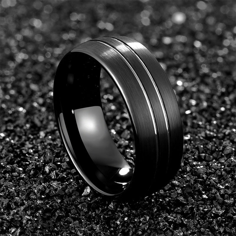 Simple Black Tungsten Steel Ring Classic Men's Ring