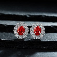 2.0Ct Oval Cut Women Flower Shape Stud Earrings In Sterling Silver