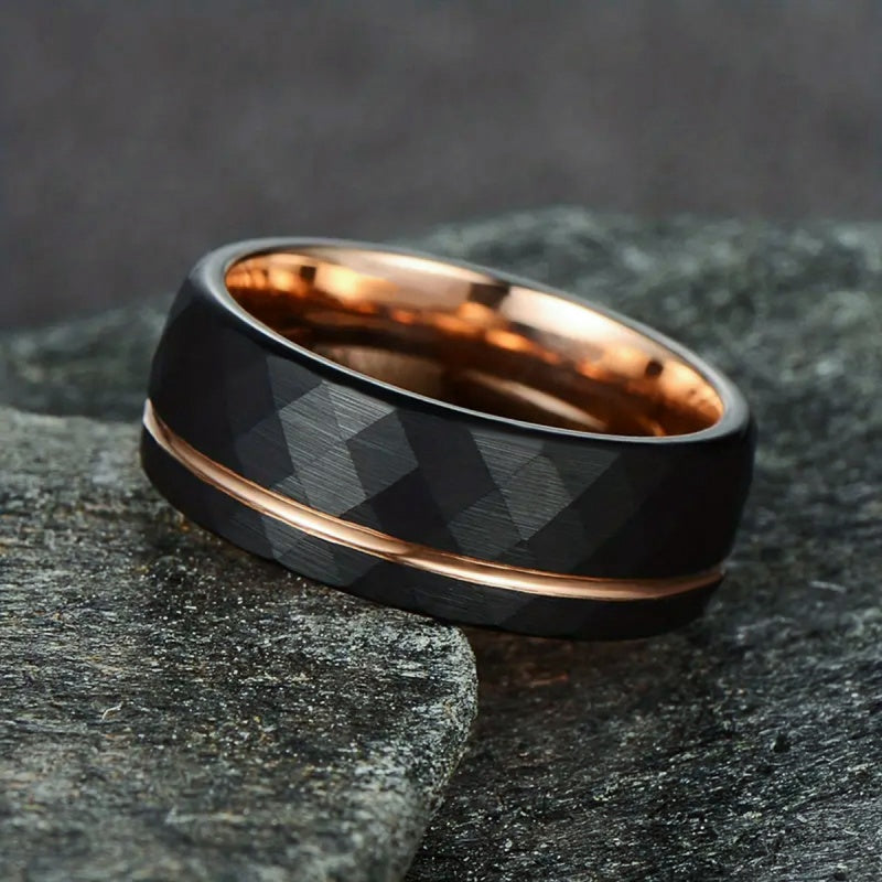 Two-Tone Rose Gold Tungsten Steel Men's Ring