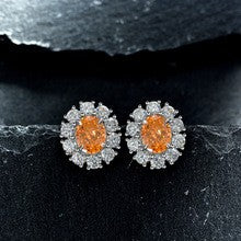 2.0Ct Oval Cut Women Flower Shape Stud Earrings In Sterling Silver