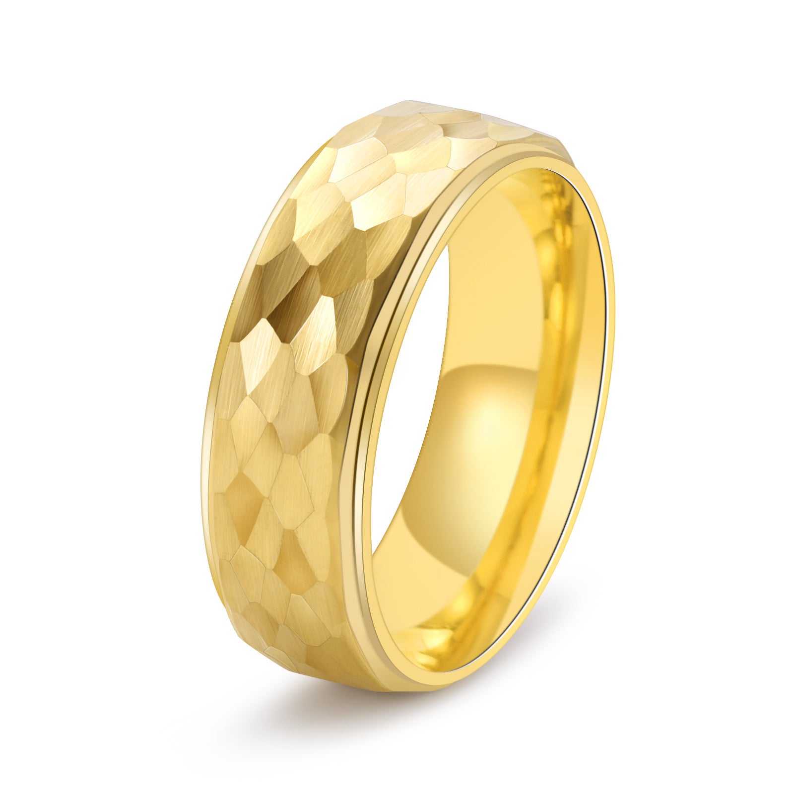 Louily Classic Tungsten Carbide Hammered Texture Men's Wide Wedding Band - louilyjewelry