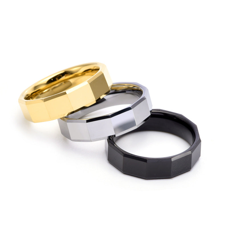 Louily Classic Tungsten Carbide Faceted Men's Wide Wedding Band - louilyjewelry