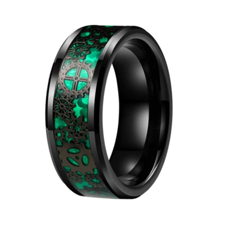 Fashion Tungsten Steel Black Gear Ring Men's Ring