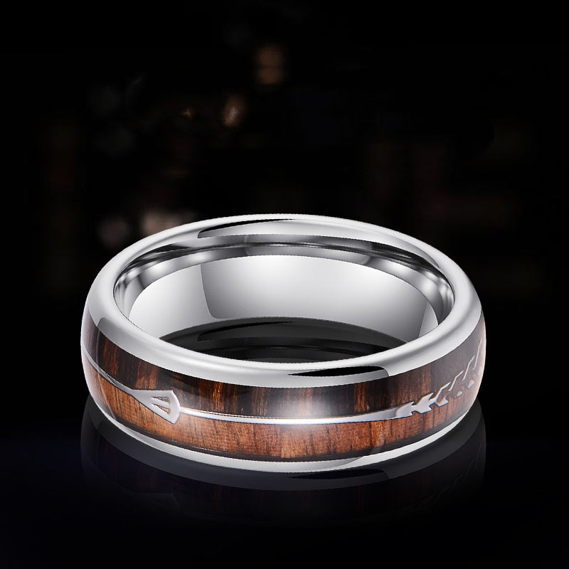 Stylish Wood Grain Fishbone Clipper Men's Ring
