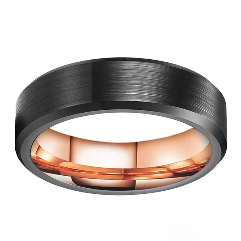 Fashion Tungsten Steel Ring Black&Rose Men's Ring