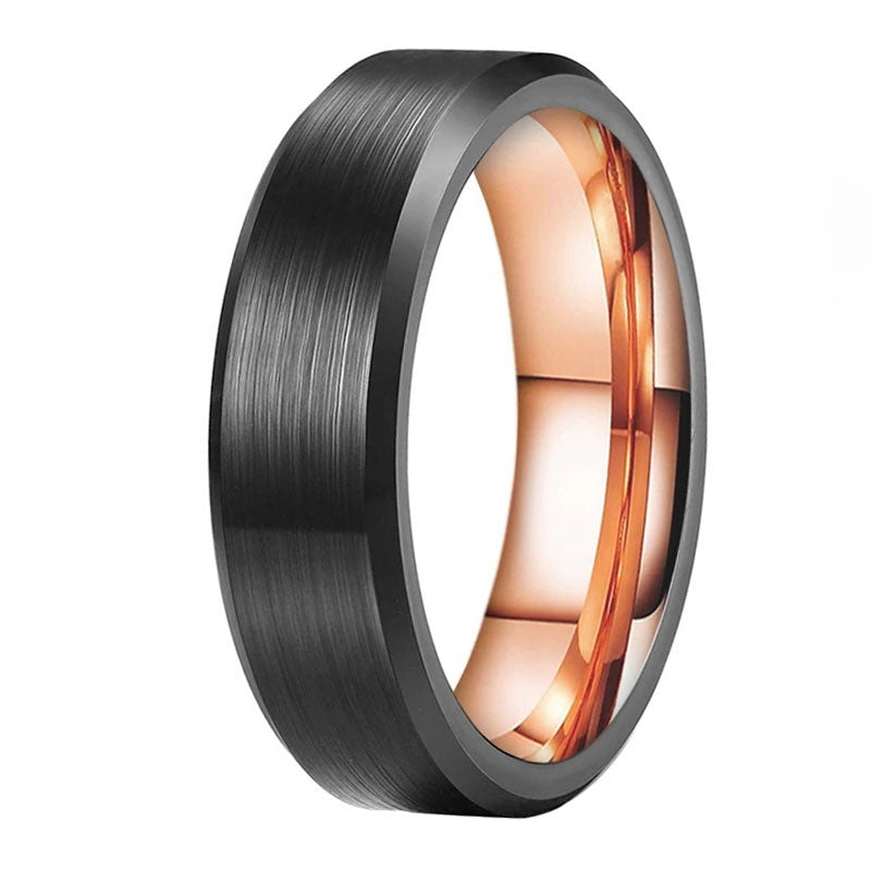Fashion Tungsten Steel Ring Black&Rose Men's Ring