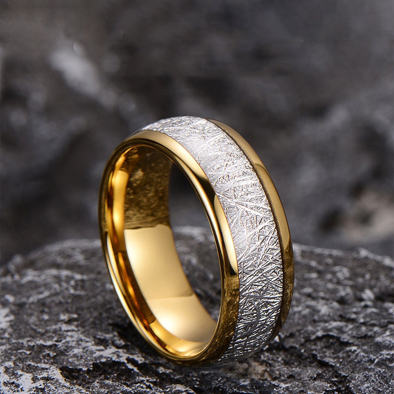 Twisted Branch Tungsten Steel Ring with Frosted Texture Unique Luxury Men's Ring