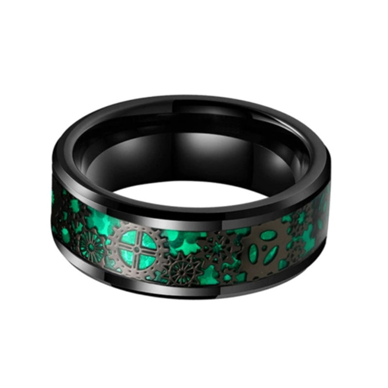Fashion Tungsten Steel Black Gear Ring Men's Ring
