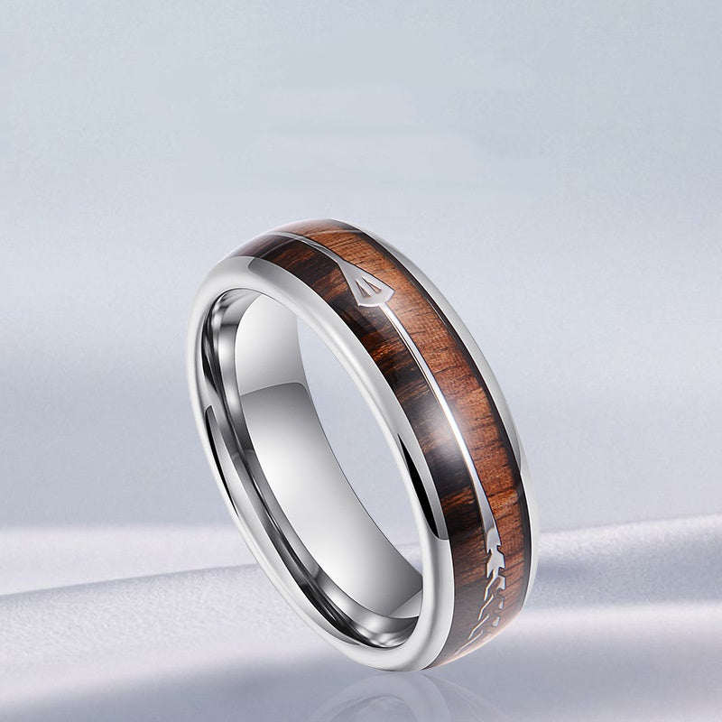 Stylish Wood Grain Fishbone Clipper Men's Ring