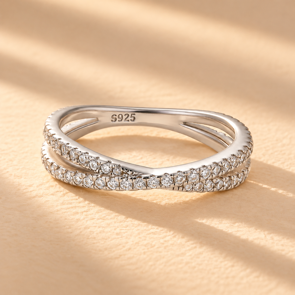Moissanite 2.0Ct X Criss Cross Wedding Band Travel Ring For Stackable Wear
