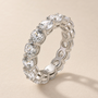 Louily Classic Eternity Round Cut Women's Wedding Band In Sterling Silver