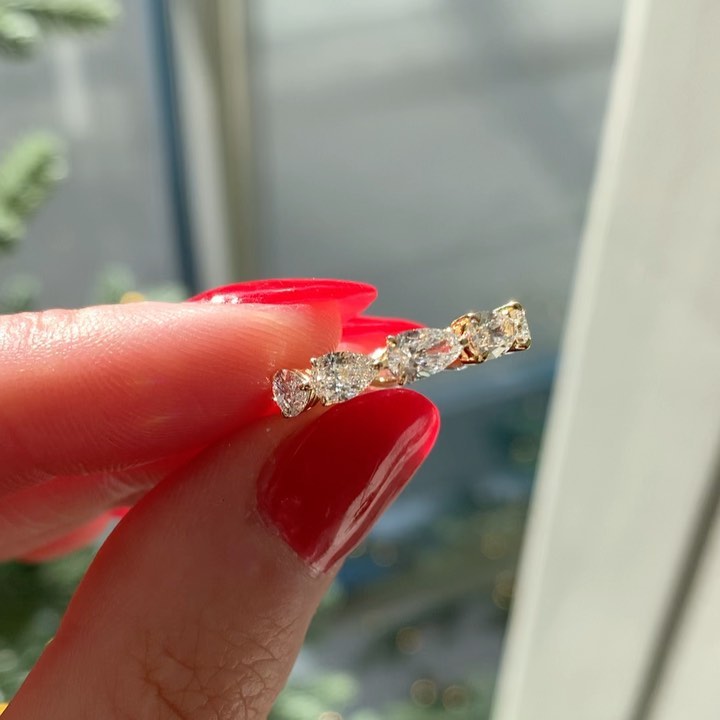 Louily Eternity Pear Cut Wedding Band In Sterling Silver