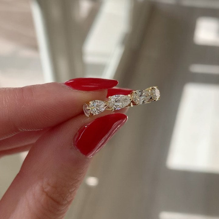 Louily Eternity Pear Cut Wedding Band In Sterling Silver