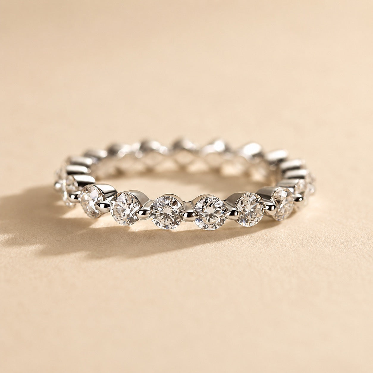 S925 Moissanite Eternity 1.5 CT Round Cut Wedding Band Stackable Ring