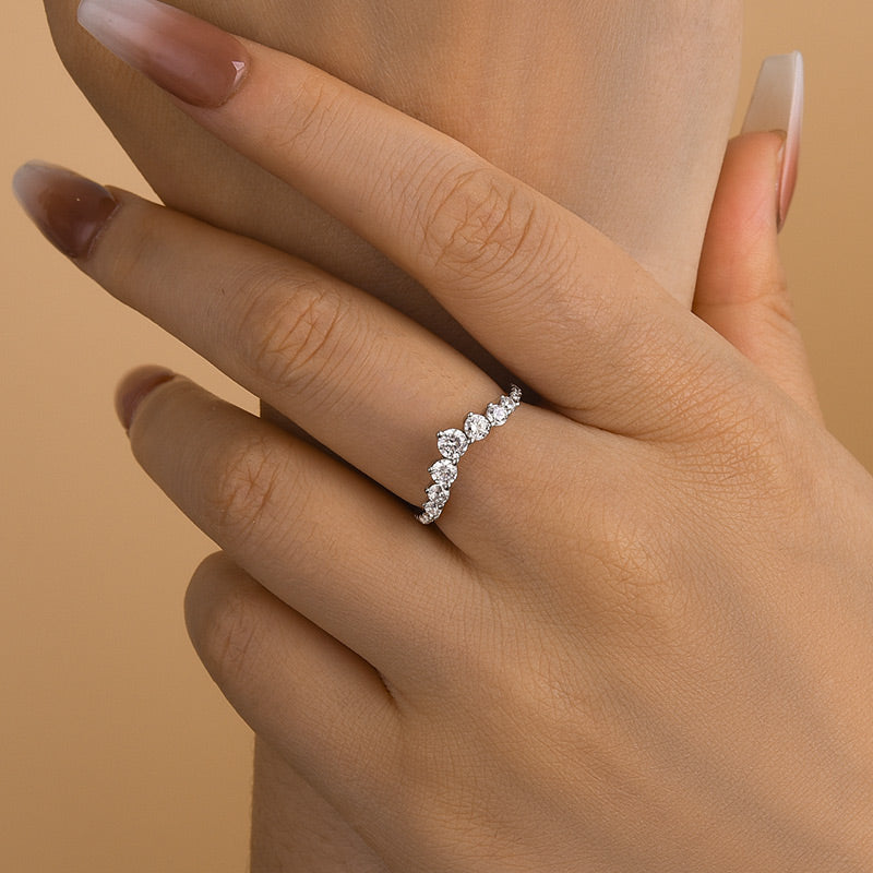 Louily Unique Curved Design Thin Stacking Wedding Ring In Sterling Silver - louilyjewelry