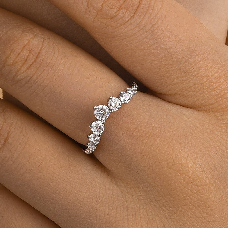 Louily Unique Curved Design Thin Stacking Wedding Ring In Sterling Silver - louilyjewelry