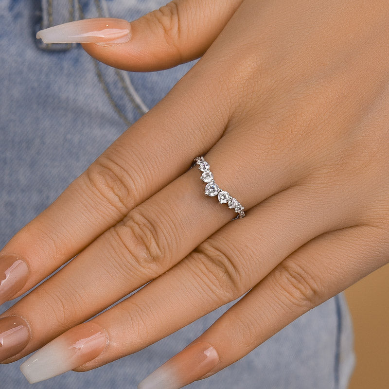 Louily Unique Curved Design Thin Stacking Wedding Ring In Sterling Silver - louilyjewelry