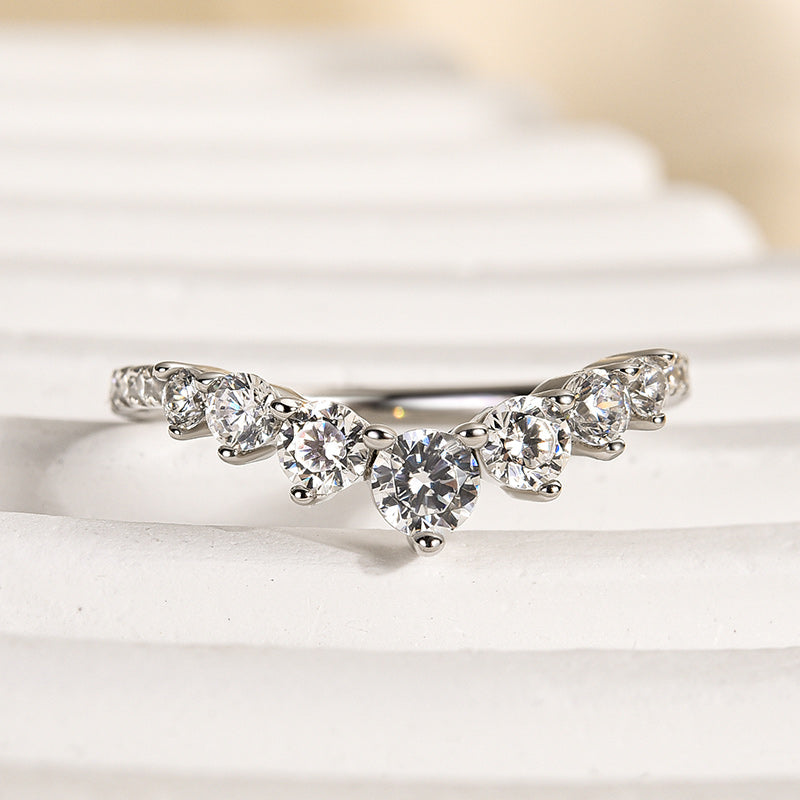 Louily Unique Curved Design Thin Stacking Wedding Ring In Sterling Silver - louilyjewelry