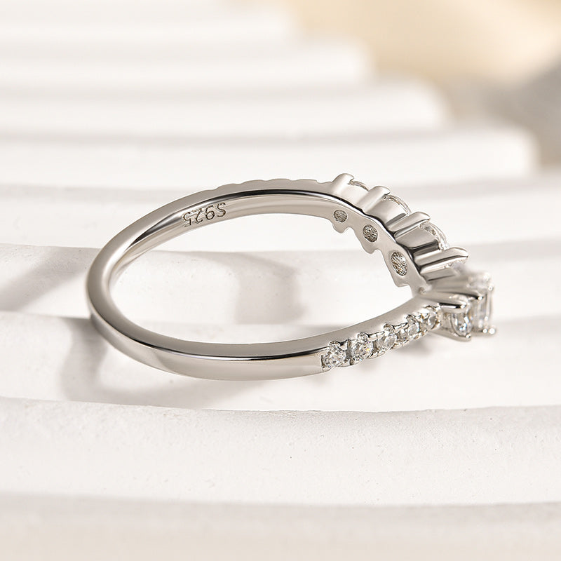 Louily Unique Curved Design Thin Stacking Wedding Ring In Sterling Silver - louilyjewelry