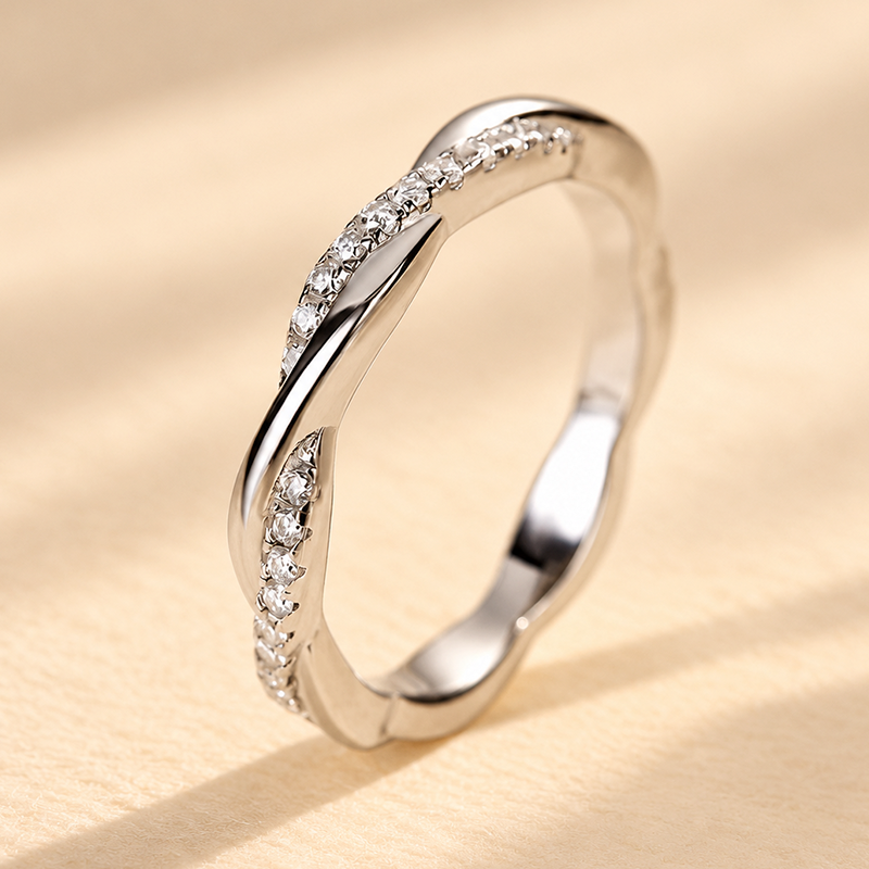 Louily Twist Eternity Wedding Band for Women In Sterling Silver