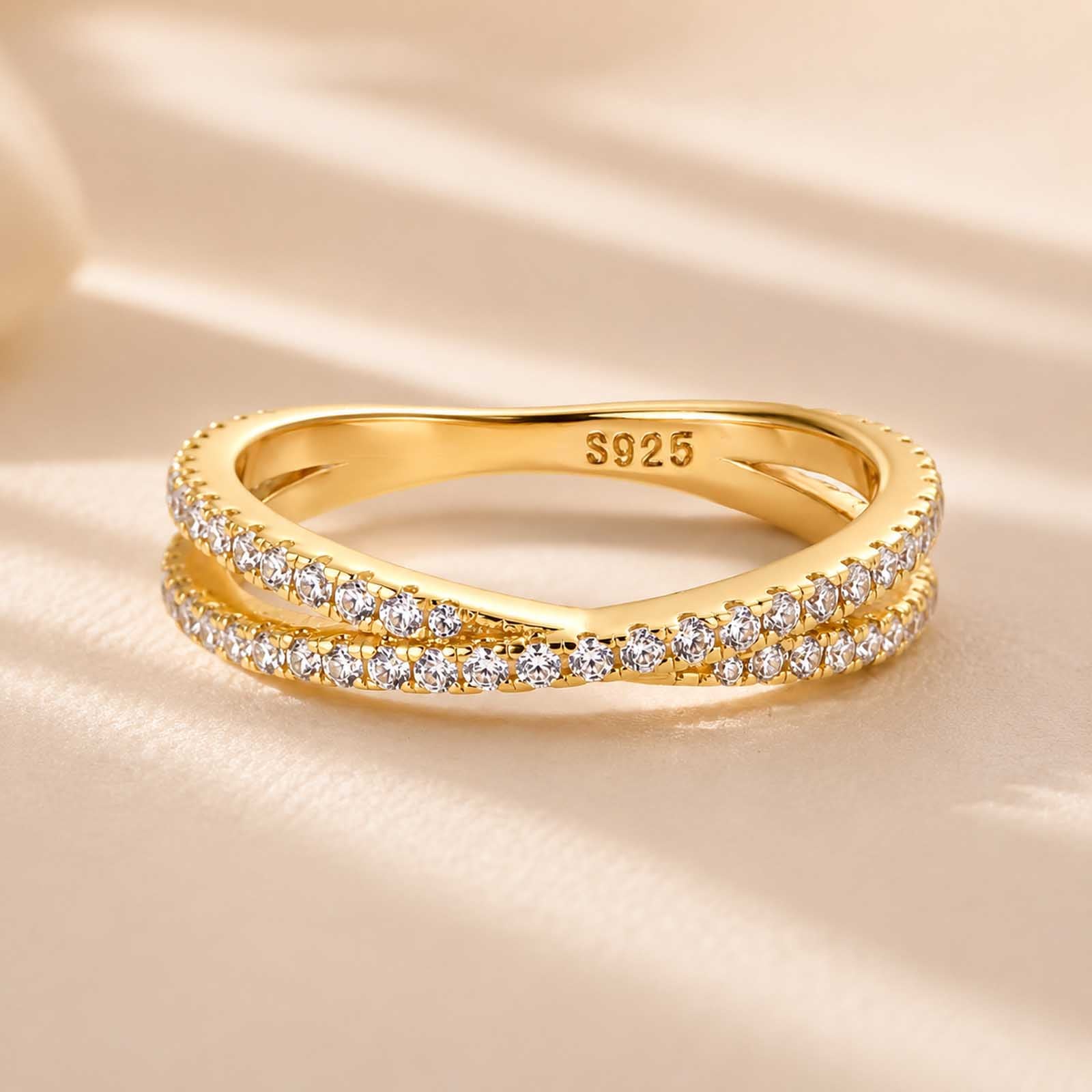 Louily  X Criss Cross Wedding Band For Women In Sterling Silver