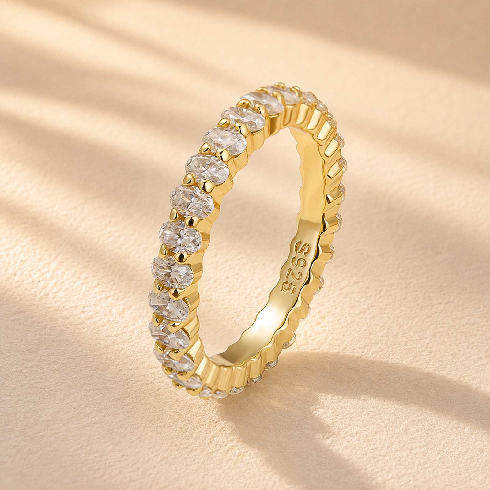 S925 3 Ct Oval Cut Simulated Diamond Wedding Band Ring For Women In Sterling Silver