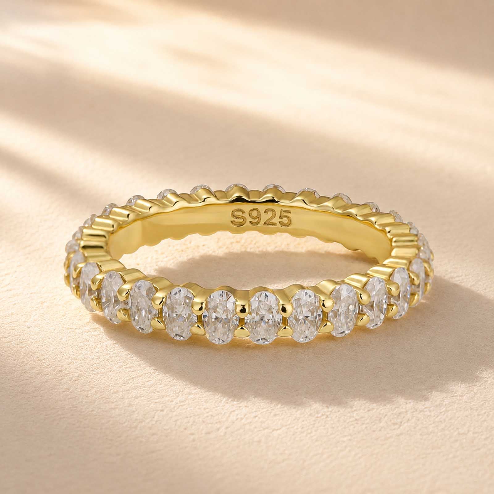 S925 3 Ct Oval Cut Simulated Diamond Wedding Band Ring For Women In Sterling Silver