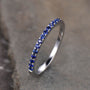 Louily Half Eternity Blue And White Sapphire Wedding Band For Women In Sterling Silver - louilyjewelry