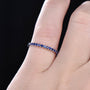 Louily Half Eternity Blue And White Sapphire Wedding Band For Women In Sterling Silver - louilyjewelry