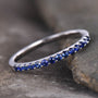 Louily Half Eternity Blue And White Sapphire Wedding Band For Women In Sterling Silver - louilyjewelry