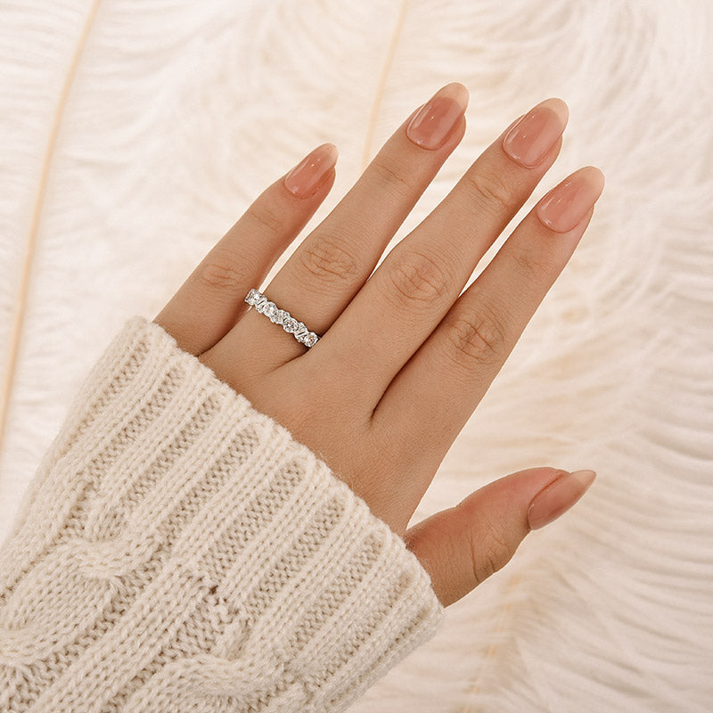 Louily Yellow Gold Round Cut & Emerald Cut Wedding Band In Sterling Silver