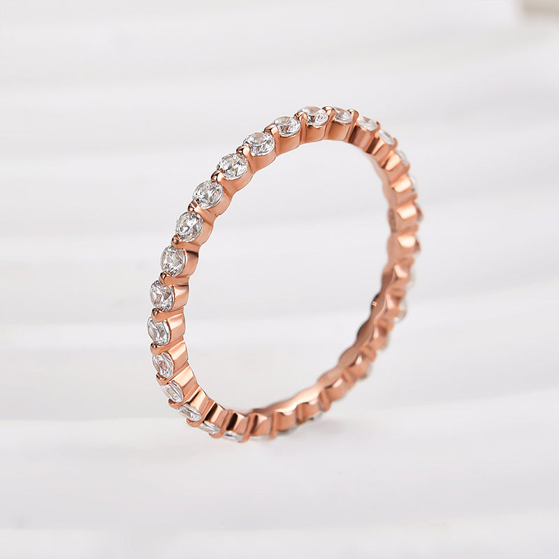 Louily Classic Round Cut Full Eternity Wedding Band In Sterling Silver - louilyjewelry