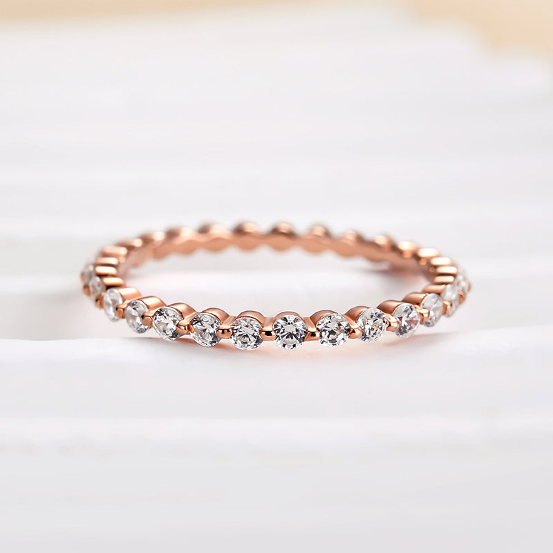 Louily Classic Round Cut Full Eternity Wedding Band In Sterling Silver - louilyjewelry