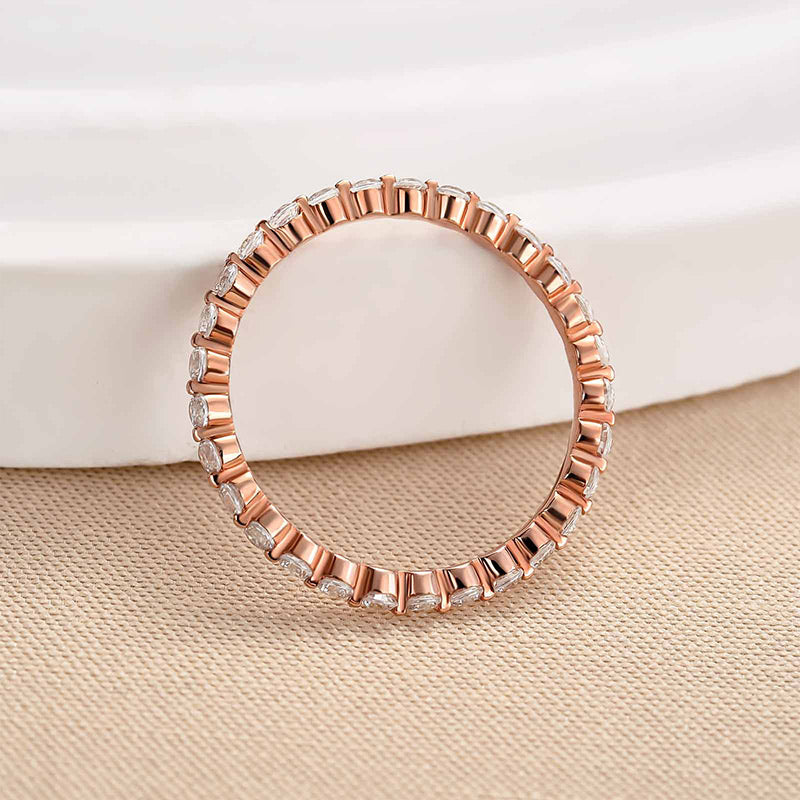 Louily Classic Round Cut Full Eternity Wedding Band In Sterling Silver - louilyjewelry