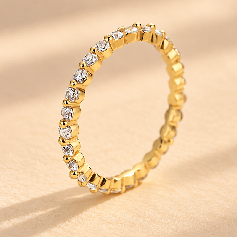 Louily Classic 1.0Ct Round Cut Stackable Full Eternity Wedding Band In Sterling Silver