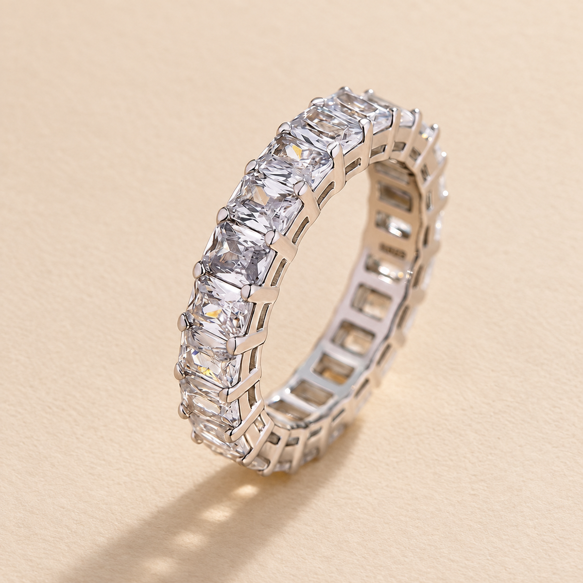 Louily Elegant 3.5Ct Radiant Cut Women's Wedding Band In Sterling Silver